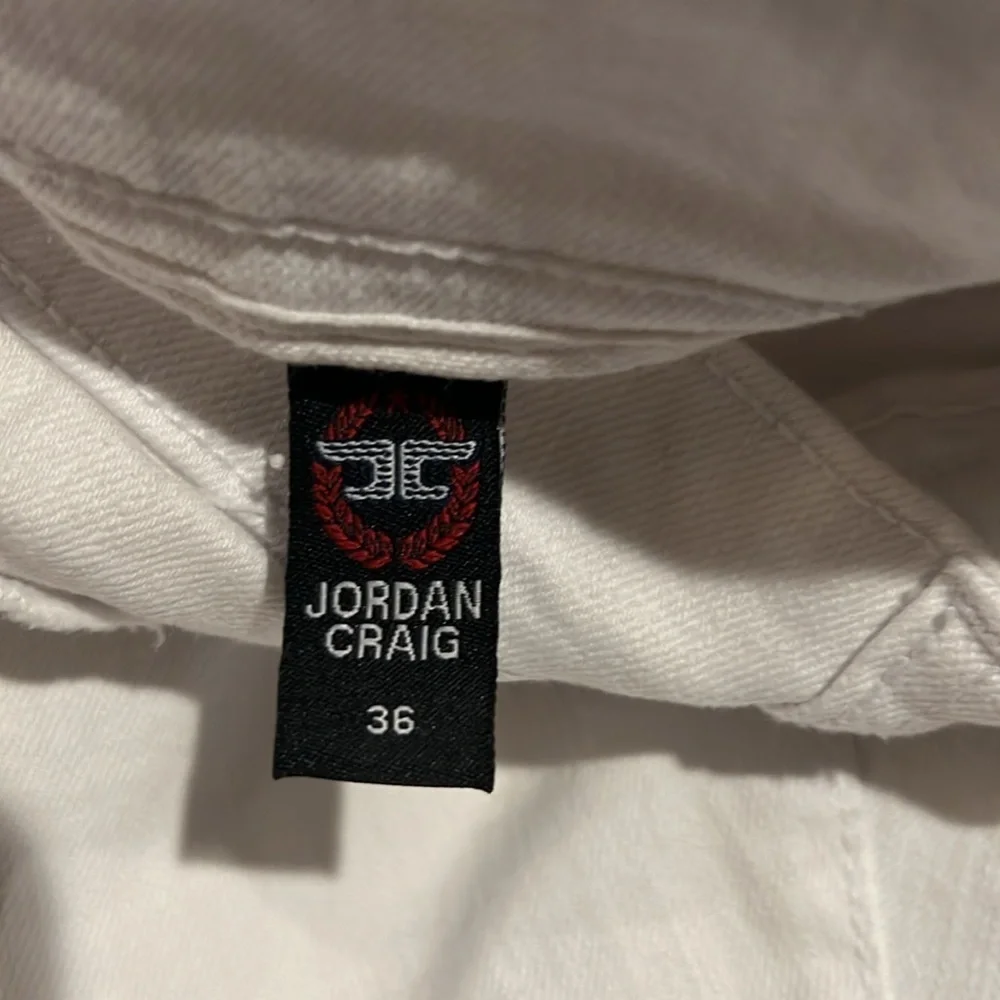 Legacy Edition Men’s Jordan Craig White Distressed Shorts Red Blue Stripe 36